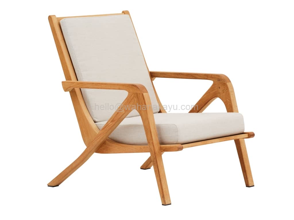 Una Lounge Chair Kursi Cafe Kayu Jati Minimalis